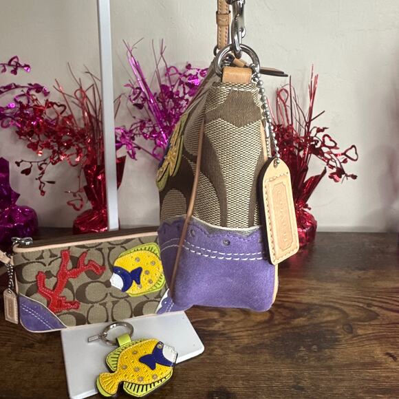 y2k COACH Limited Ed Signature Fish Demi Mini Bag Wristlet Bag Charm - Picture 5 of 13